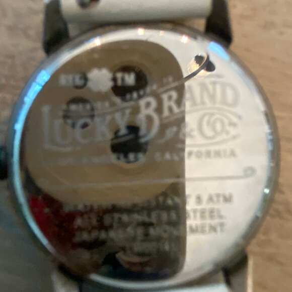 Lucky Brand White leather watch with antique steel finish and embroidered band - Picture 4 of 7